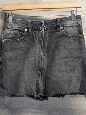 We The Free Zip Up Black Denim Mini Skirt Women's Regular Size 25
